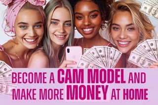 Shared Photo by Stepsmilio.com with the username @stespmilio, who is a brand user,  August 30, 2024 at 10:57 PM. The post is about the topic Amateur CamGirls and the text says 'Become a Cam Model and Make More Money at Home-Full guide'