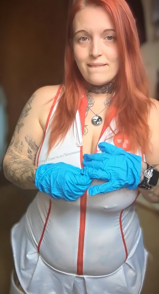 Photo by Nikii (Content Seller 18+ NO MEETS) with the username @Spookibabe, who is a star user,  September 19, 2024 at 8:21 PM. The post is about the topic Nurse fetish and the text says 'new video drop! message me to get this video! im a naughty nurse walking in on you jacking off, so i decide to help(;'