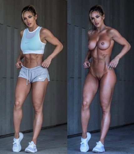 Photo by Hashime22 with the username @Hashime22,  August 4, 2023 at 6:54 PM. The post is about the topic Sexual fitness and the text says '#PaigeHathaway Paige Hathaway from Instagram she a fitness cover model. Undress by A.I with Undress App. 

#AI #fitness #ABS #undress #nude #blonde #milf'