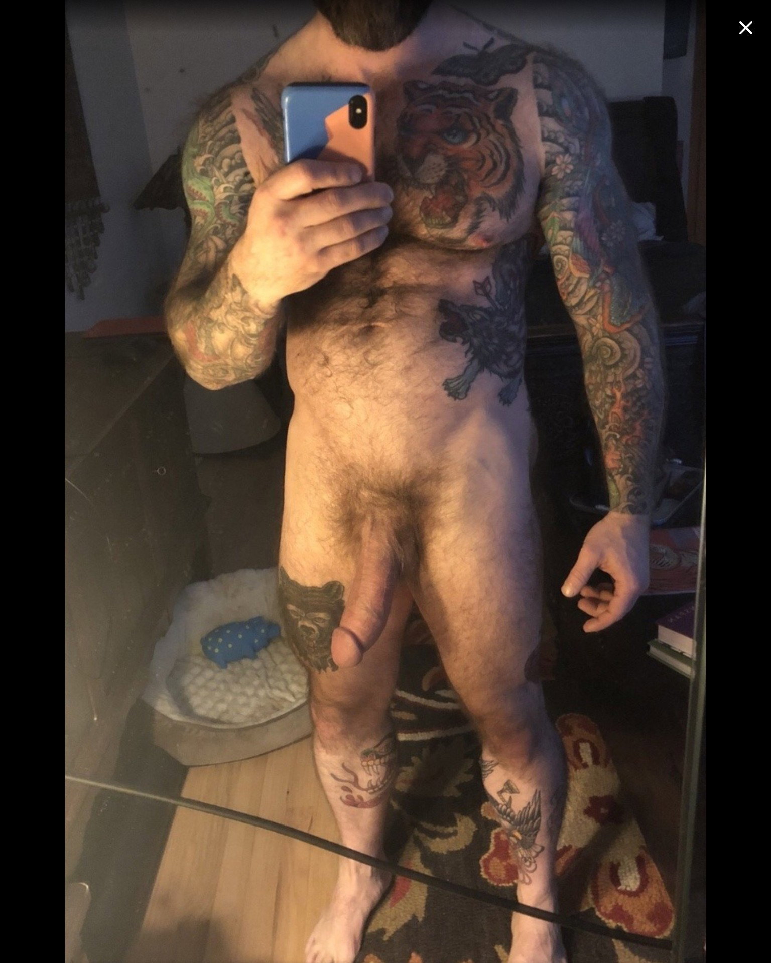 Shared Photo by Bigred8 with the username @Bigred8,  July 21, 2019 at 2:28 PM and the text says 'Y’all should follow @bigred8 ... great material and he’s hot AF.  Seriously, look at that monster Vick and the tatts!'
