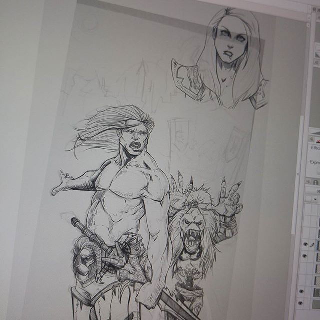 Photo by thejarett with the username @thejarett,  July 18, 2015 at 12:15 AM and the text says 'I love it when when a concept starts coming together #art #drawing #warcraft #blizzard #wow #arthas #lichking #wotlk #instartist #surface #mangastudio #wip #workinprogress'