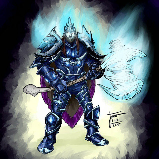 Photo by thejarett with the username @thejarett,  January 14, 2015 at 8:09 PM and the text says 'Final commission art! #art #drawing #warcraft #blizzard #wow #deathknight #digital #painting #surface #art  #blizzard  #wow  #surface  #warcraft  #digital  #deathknight  #painting  #drawing'