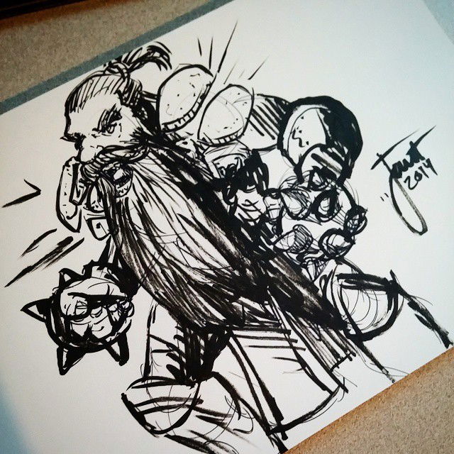 Photo by thejarett with the username @thejarett,  November 10, 2014 at 9:50 PM and the text says '5 minute dwarf shaman #art #drawing #warcraft #dwarf #sharpie #blizzard #art  #dwarf  #blizzard  #warcraft  #sharpie  #drawing'