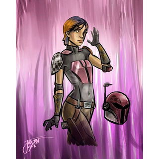 Photo by thejarett with the username @thejarett,  February 18, 2016 at 7:55 PM and the text says 'Quick Sabine Wren doodle #art #drawing #starwars #rebels #sabinewren #mando #mandalorian #digitalart #surface #mangastudio #instartist #fanart'