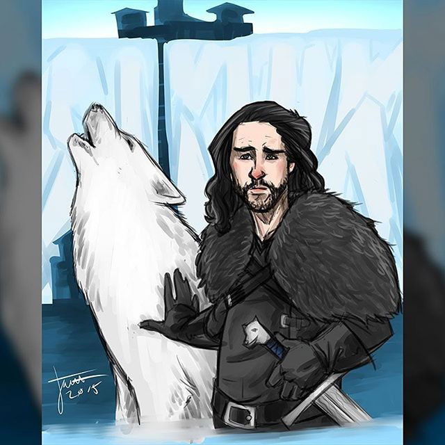 Photo by thejarett with the username @thejarett,  September 3, 2015 at 2:37 PM and the text says 'The bastard of Winterfell #jonsnow #youknownothing #azorahai #art #drawing #gameofthrones #got #asoiaf #stark #winteriscoming #dead #notdead #instartist #surface #mangastudio'