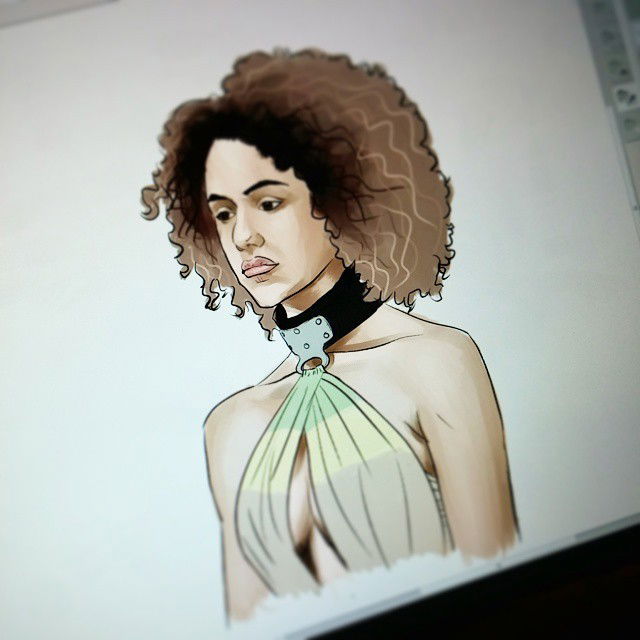 Photo by thejarett with the username @thejarett,  January 6, 2015 at 2:29 AM and the text says 'Evening doodle #gameofthrones #got #art #drawing #missandei #asofai #gameofthrones  #art  #got  #missandei  #drawing  #asofai'