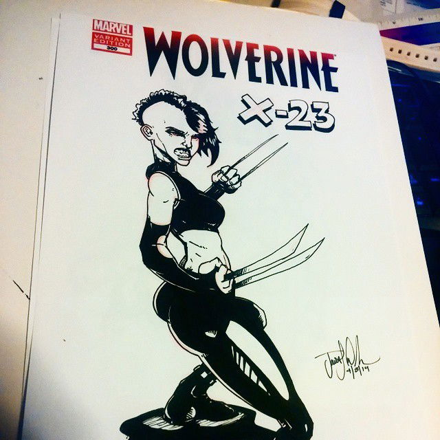 Photo by thejarett with the username @thejarett,  September 9, 2014 at 2:04 AM and the text says 'Wolverine X-23 cover #art #drawing #drawtalk #marvel #x23 #wolverine #art  #wolverine  #drawtalk  #drawing  #x23  #marvel'