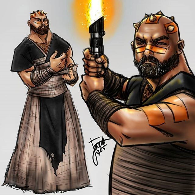 Photo by thejarett with the username @thejarett,  October 18, 2015 at 4:12 AM and the text says 'Another look at my Halloween costume I&rsquo;m going to put together over the next week. #art #drawing #starwars #jedi #costume #concept #inktober #instartist #surface #mangastudio #zabrak #horns #badass'