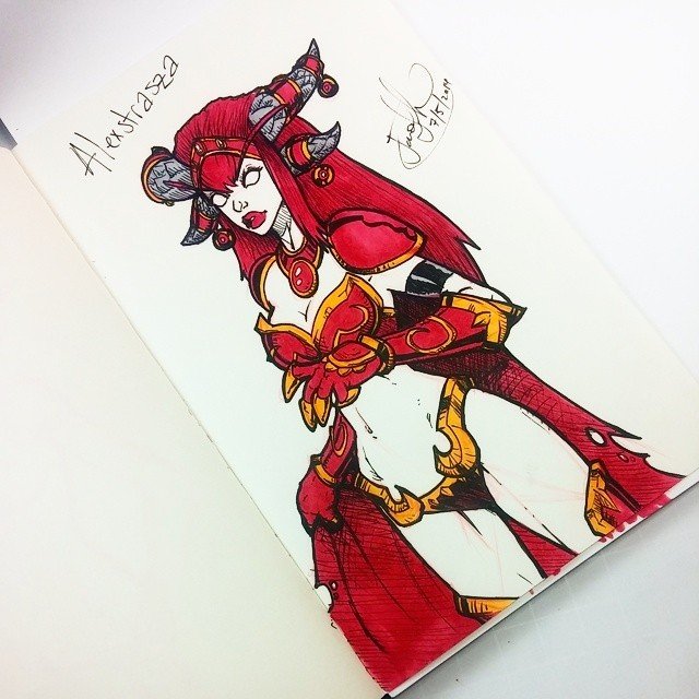Photo by thejarett with the username @thejarett,  July 6, 2014 at 2:21 AM and the text says 'Alexstrasza of World of Warcraft #worldodwarcraft #warcraft #art #drawing #drawtalk #art  #worldodwarcraft  #drawtalk  #warcraft  #drawing'