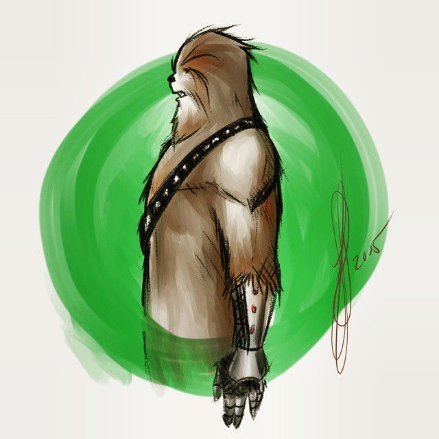 Photo by thejarett with the username @thejarett,  April 30, 2015 at 5:03 PM and the text says 'I hear wookiees have a tenancy to pull your arms of when angered. #art #drawing #starwars #theforceawakens #swtfa #chewie #chewbacca #starwars  #art  #swtfa  #chewie  #theforceawakens  #chewbacca  #drawing'