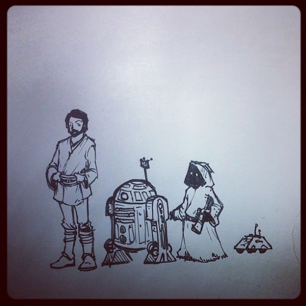 Photo by thejarett with the username @thejarett,  May 7, 2014 at 3:58 PM and the text says 'Star Wars doodles'