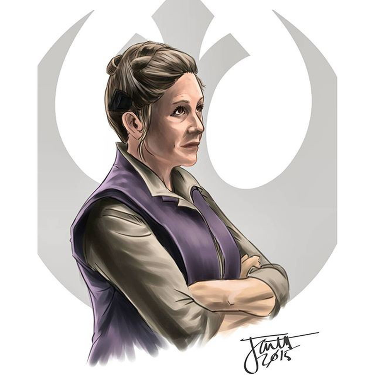 Photo by thejarett with the username @thejarett,  December 28, 2015 at 10:00 PM and the text says 'General Leia #art #drawing #starwars #theforceawakens #swtfa #leiaorgana #princess #rebel #resistance @starwars @smsigraphics'