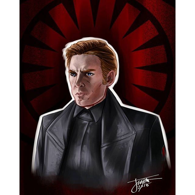 Photo by thejarett with the username @thejarett,  January 1, 2016 at 1:55 AM and the text says 'Today will be the end of the Republic! #art #drawing #starwars #theforceawakens #swtfa #firstorder #empire #general #hux #generalhux #domhnallgleeson @starwars @smsigraphics #surfacepro4 #microsoft'