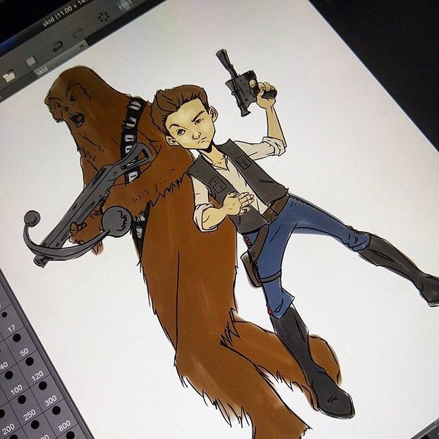 Watch the Photo by thejarett with the username @thejarett, posted on March 8, 2016 and the text says 'Ham and Chewie doodle, probably won&rsquo;t finish this one #art #drawing #starwars #theforceawakens #swtfa #smuggler #rebels #resistance #hansolo #chewbacca #wookiee #digitalart #surface #mangastudio #instartist #statwarsart #fanart #petermayhew..'