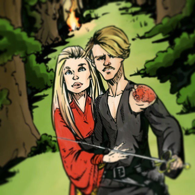 Photo by thejarett with the username @thejarett,  November 19, 2014 at 5:54 AM and the text says 'First time doing digital coloring in a looong time. I love how it turned out! #theprincessbride #westley #dreadpirateroberts #buttercup #asyouwish #dreadpirateroberts  #westley  #buttercup  #theprincessbride  #asyouwish'