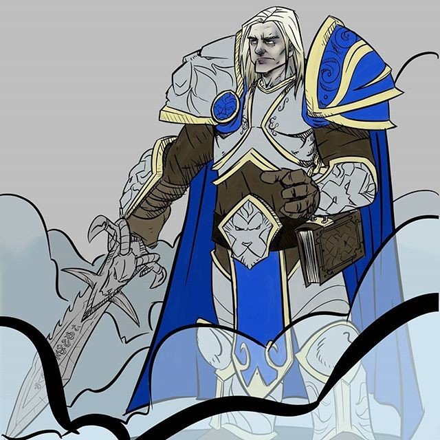 Photo by thejarett with the username @thejarett,  July 15, 2015 at 10:10 PM and the text says 'Prince Arthas has a new friend #art #drawing #warcraft #frostmournehungers #arthas #lichking #wotlk #instantartist'