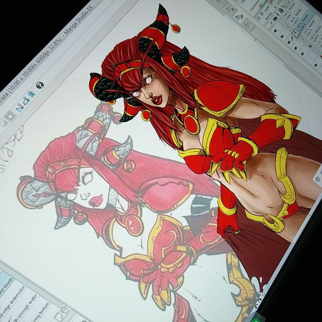 Watch the Photo by thejarett with the username @thejarett, posted on January 1, 2015 and the text says 'Doing a redraw of Alexstrasza from this past July, about half done now. #art #drawing #warcraft #blizzard #wip #warcraft  #art  #drawing  #blizzard  #wip'