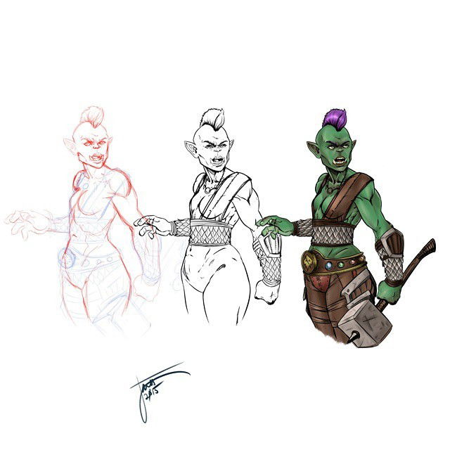 Photo by thejarett with the username @thejarett,  February 20, 2015 at 4:26 PM and the text says 'And now an orc progress! #art #drawing #warcraft #blizzard #wow #orc #shaman #progress #art  #blizzard  #wow  #orc  #warcraft  #shaman  #progress  #drawing'