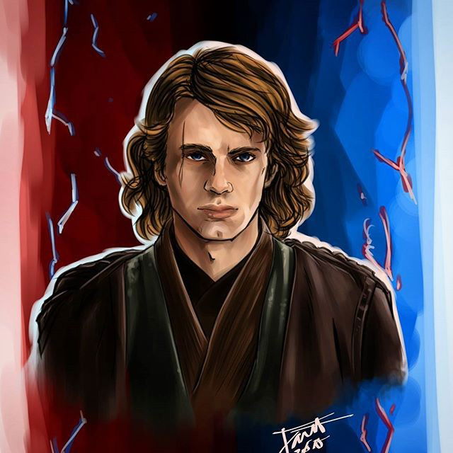 Photo by thejarett with the username @thejarett,  January 3, 2016 at 9:54 PM and the text says 'Anakin Skywalker, the chosen one to bring balance to the Force. #art #drawing #starwars #jedi #sith #sithlord #darth #vader #empire #republic #clonewars @starwars @smsigraphics #mangastudio #surface'