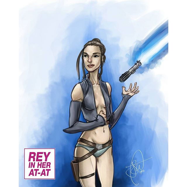 Photo by thejarett with the username @thejarett,  February 10, 2016 at 3:44 PM and the text says 'Me in my Place meets Star Wars? #art #drawing #starwars #theforceawakens #swtfa #jedi #rey #skywalker #digitalart #surface #mangastudio #instartist #mimp #reyinheratat @meinmyplace #megturney #inspired'