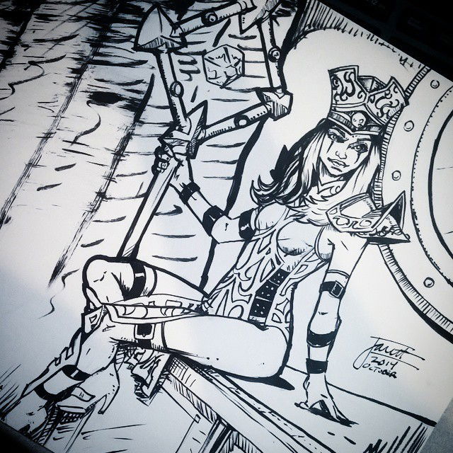 Photo by thejarett with the username @thejarett,  October 23, 2014 at 5:52 PM and the text says 'High Inquisitor Whitemane is here for the Scarlet Crusade #art #drawing #warcraft #blizzard #wow #inktober #art  #inktober  #blizzard  #wow  #warcraft  #drawing'