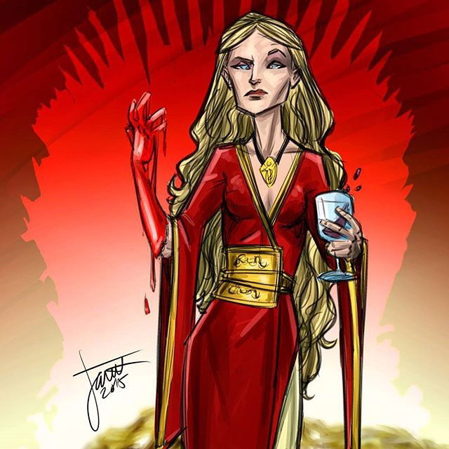 Photo by thejarett with the username @thejarett,  September 4, 2015 at 3:47 AM and the text says 'Now Cersei takes center stage #art #drawing #gameofthrones #got #asoiaf #cerseilannister #lannister #alannisteralwayspaysherdebts #westeros #ironthrone'