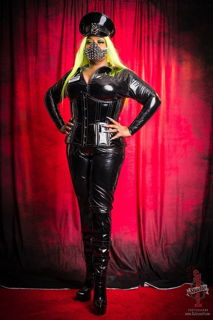 Photo by Dirk Hooper with the username @DirkHooper, who is a verified user,  May 28, 2024 at 10:40 PM and the text says 'Mistress Mia Darque, the Oklahoma Amazon is in Los Angeles. The 6'3" Dominatrix has arrived for DomCon Los Angeles, Erotic City at LA Pride and will be available for appointments at Sanctuary Studios.

Mistress Mia Darque in Los Angeles for DomCon, LA..'