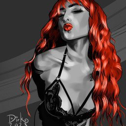 Photo by Dirk Hooper with the username @DirkHooper, who is a verified user,  February 16, 2023 at 6:34 PM and the text says 'NEW!

This is my experimental portrait of Ivy Fox. I loved her hair and wanted to see what it would look like if I emphasized that alone.

If you want to see more of Ivy Fox, she is on Instagram @ivyfoxoffical and you can also see her at ivyfox.uk.

..'