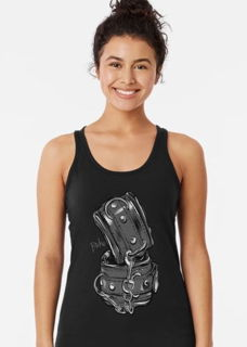 Photo by Dirk Hooper with the username @DirkHooper, who is a verified user,  June 2, 2024 at 4:58 PM and the text says 'I just made a sale on my BDSM Cuffs KinkInk piece on a Racerback Tank Top!


Want your own? Follow the link below!


"BDSM Leather Bondage Cuffs Art by Dirk Hooper" Racerback Tank Top..'