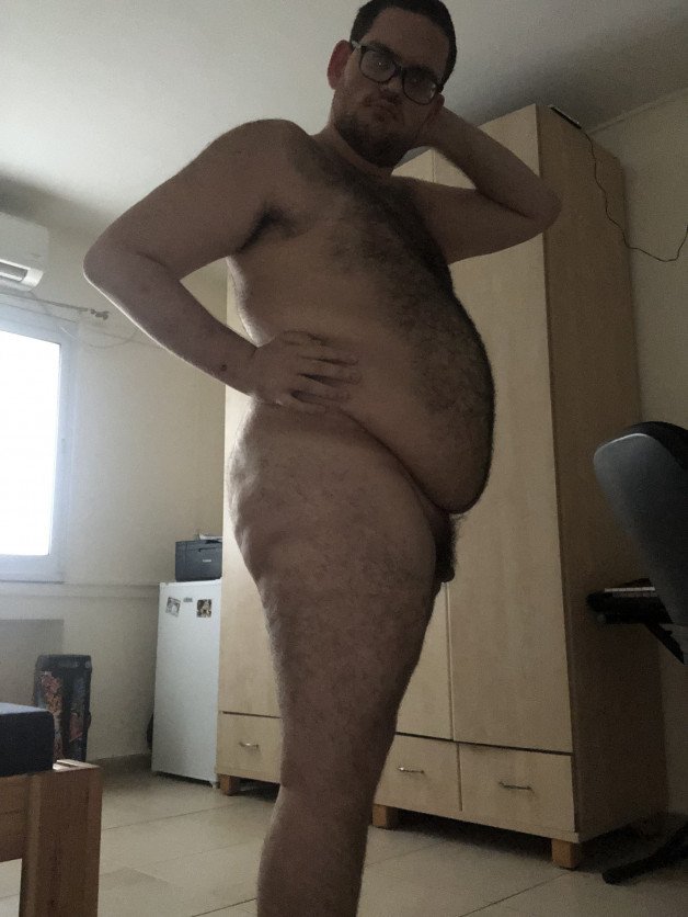 Photo by Brothel Bear with the username @S8edgy, who is a verified user,  November 22, 2024 at 11:30 AM. The post is about the topic Fat/Chubby gay bears and the text says 'Alone in my dorm
#nude #bear #chub'