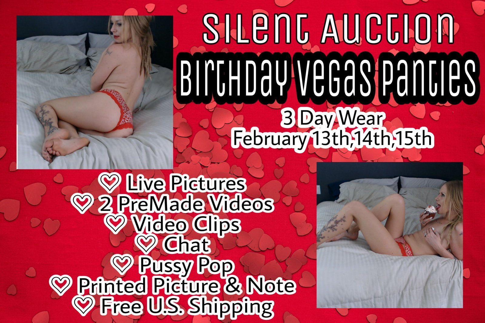 Watch the Photo by PetiteBlondeMilf with the username @Petiteblondemilf, who is a star user, posted on February 6, 2019. The post is about the topic Creampie Panties. and the text says '▪WIN my Birthday Vegas Panties▪

Silent Auction- Starting Bid is $60

3 day wear
Chat, live, pictures & videos sent
2 premade videos
Free shipping 

Message me to bid
HIGHEST BIDDER will win on February 12th

#PantySeller #PantyFetish #PantySniffer..'
