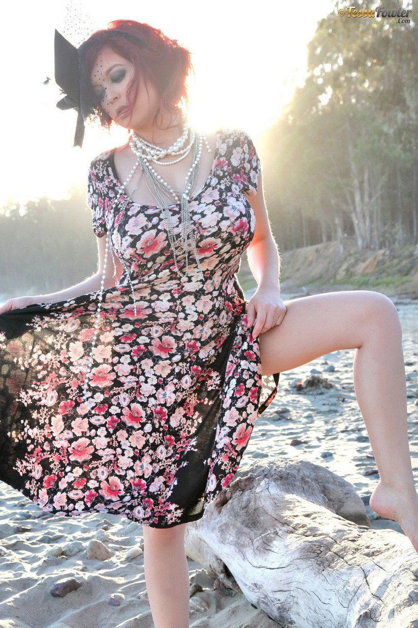 Photo by mesmereyes13 with the username @mesmereyes13,  May 8, 2020 at 7:38 AM. The post is about the topic Tessa Fowler Stuff and the text says 'Tessa in a floral dress on the beach'