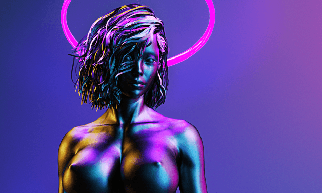 Photo by Freyr3DX with the username @Freyr3DX, who is a verified user,  July 13, 2021 at 1:19 AM. The post is about the topic 3D Erotic Art and the text says 'Neon Statue'