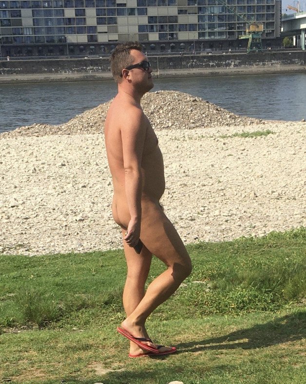 Photo by sneax6969 with the username @sneax6969, who is a verified user,  August 31, 2024 at 11:09 AM and the text says 'what a wonderful naked man with flip-flops'