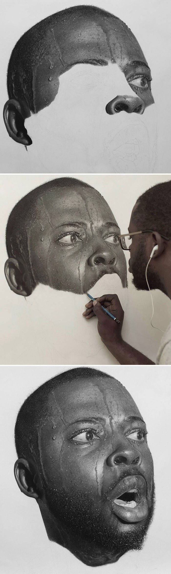 Photo by BlaXRetu with the username @BlaXRetu,  March 25, 2017 at 10:08 PM and the text says 'lagonegirl:



Unbelievable realistic pencil drawings by this Nigerian artist look more real than photos themselves.


What absolute fucking incredible talent. This is Black Excellence! #ProtectBlackArtists  #BlackPride'