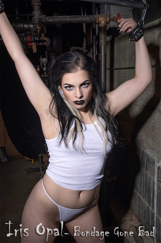 Photo by HungryEye with the username @HungryEye, who is a brand user,  May 20, 2020 at 11:22 PM and the text says 'Goth Princess Iris Opal came in for a bondage shoot, but she was turning into a bit of a diva.
I decided to teach her a little humility...

#irisopal #bondage #humility #stripped #flogged #chainedup #BDSM #torture #spidergag #gothgirl #beaten #molested'