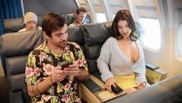 Album by Brazzers with the username @Brazzers, who is a brand user,  April 16, 2022 at 12:10 PM. The post is about the topic Threesome and the text says 'Jet Set Jizzers
#LaSirena69 #HazelGrace

👉 https://sharesome.com/get/jetset'