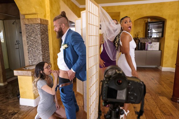 Album by Brazzers with the username @Brazzers, who is a brand user,  June 16, 2021 at 7:59 AM. The post is about the topic ThreesomeFun and the text says 'Wedding Smashers Part 3
#LuluChu #KayleyGunner #XanderCorvus

👉 Full scene: https://sharesome.com/get/WeddingSmashers3'