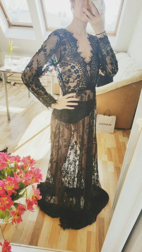 Photo by alierotic2 with the username @alierotic2,  April 4, 2016 at 9:05 AM and the text says 'New 2016 Pregnant Women Sexy Lace Embroidery Long Maxi Dress Long Sleeve Deep V Neck See Through Vestidos Plus Size S-XXL
Buyer: Tram H.
Via: http://www.aliexpress.com/item//32435324480.html #pregnant  #women  #sexy  #lace  #embroidery  #long  #maxi..'