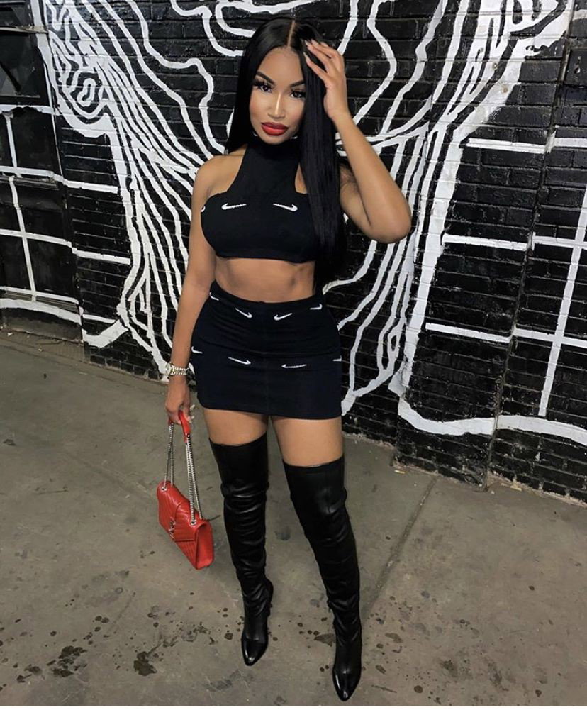 Photo by Devynsdogg with the username @Devynsdogg,  October 28, 2020 at 8:08 PM. The post is about the topic Black Beauties and the text says 'Baddie on the prowl! #ebony #blackgirls #shortskirts #sexyboots #girlswithhighheels #clubgirls #babes #sexyfemales #girlsyoudreamof #beautyofthefemaleform'