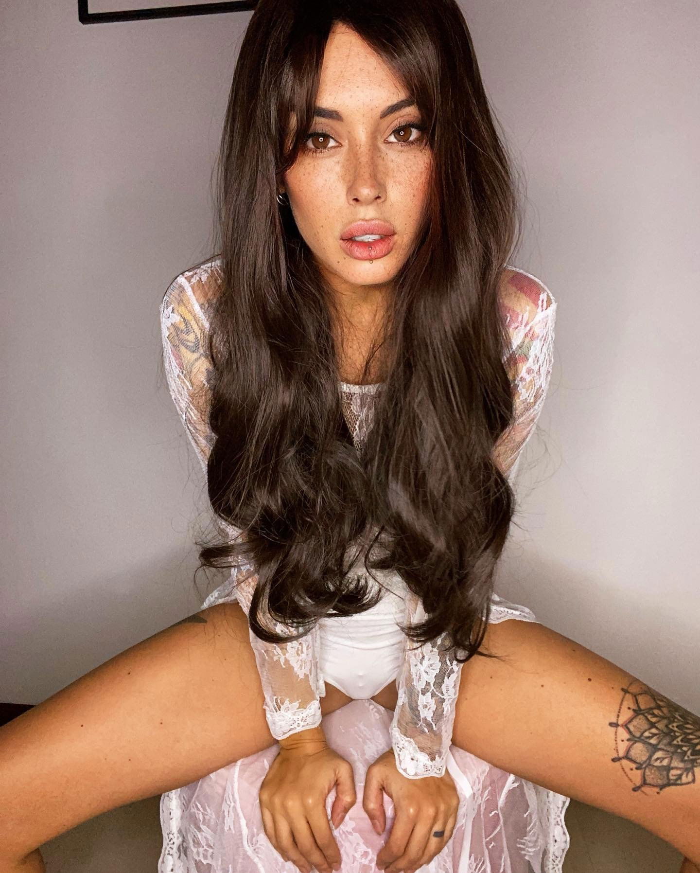 Photo by Devynsdogg with the username @Devynsdogg,  December 2, 2021 at 9:20 PM. The post is about the topic Tattoo and the text says 'What a hottie! #brunettebeauties #inkedwomen #babes #sexyfemales #sexylingerie #giwtf #college'
