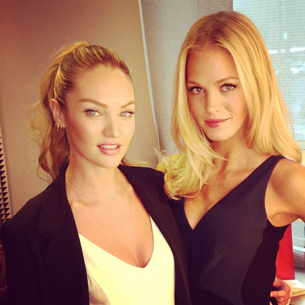 Photo by Elobatiz with the username @Elobatiz,  December 31, 2014 at 3:25 PM and the text says 'victoriassecretangelsss:

“@angelcandice: With my beautiful friend this morning @ErinHeatherton #VSfashionshow @victoriassecret”'