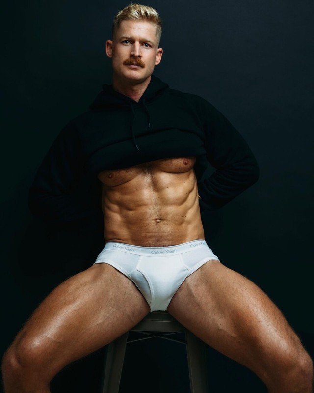 Photo by Nickplus33 with the username @Nickplus33, who is a verified user,  August 14, 2023 at 5:21 AM and the text says '#obsession #mattoffthetrail #series #charlie #youngdilf #fit #ripped #stache #blondes'