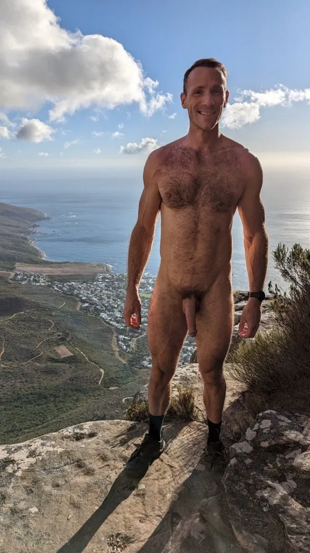 Photo by Nickplus33 with the username @Nickplus33, who is a verified user,  April 11, 2024 at 3:23 AM and the text says '#toned #hung #longdick #outdoors #dilf #hairy #hairychest #bush'