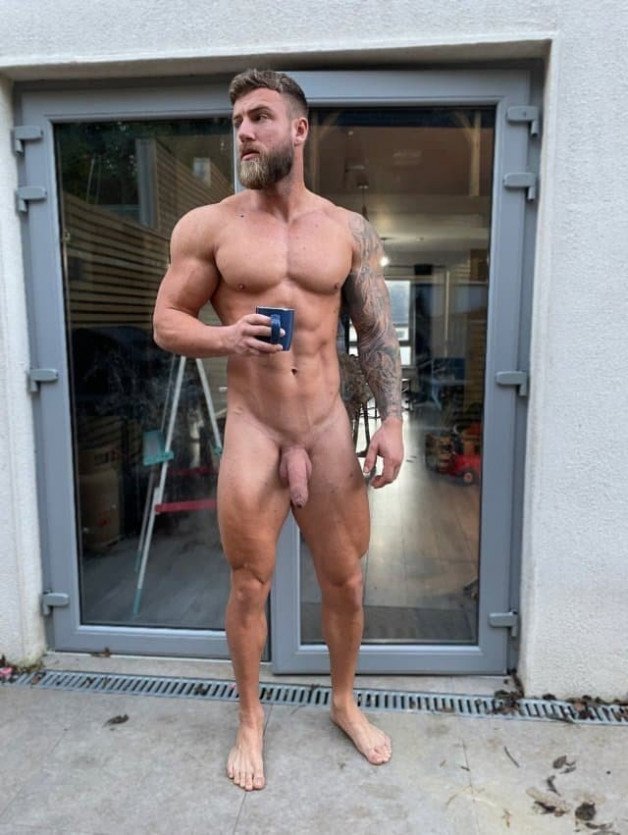 Photo by Nickplus33 with the username @Nickplus33, who is a verified user,  February 12, 2024 at 3:15 AM and the text says '#blondes #muscled #obsession #mattygilbert #beard #hung #thickdick #uncut  #smooth #ink'