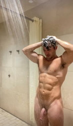 Photo by Nickplus33 with the username @Nickplus33, who is a verified user,  March 10, 2024 at 4:12 AM and the text says '#shower #toned #trimmed  #otter  #stud #lockerroom'
