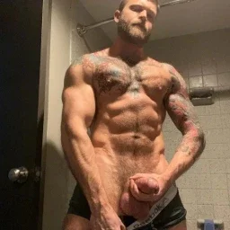 Photo by Nickplus33 with the username @Nickplus33, who is a verified user,  May 11, 2024 at 3:55 AM and the text says '#beard #blondes #dilf #muscled #ink  #hairy #hairychest #fatcock #thickdick #massivecock #hung #trimmed  #bush'