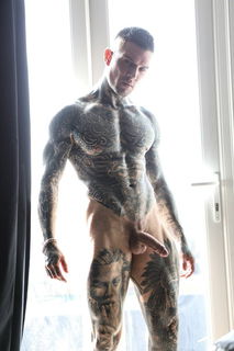 Photo by Nickplus33 with the username @Nickplus33, who is a verified user,  September 4, 2023 at 2:38 AM and the text says '#ink #muscled #trimmed #uncut #veiny'