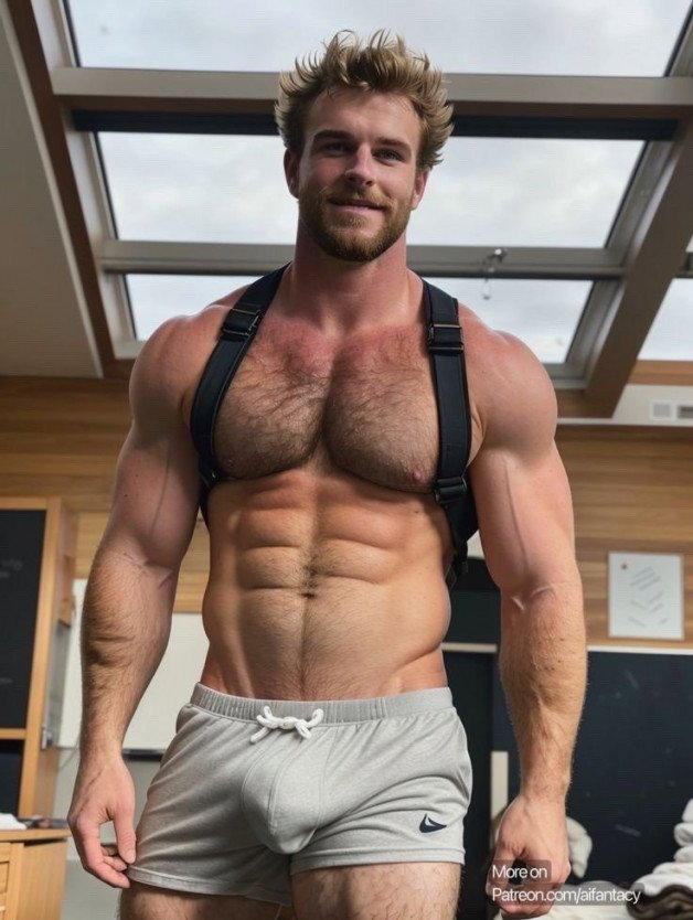 Watch the Photo by Nickplus33 with the username @Nickplus33, who is a verified user, posted on February 14, 2024 and the text says '#AI #muscled #blondes #hairy #bulge #scruff  #dimple'