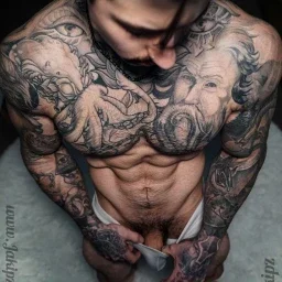 Photo by Nickplus33 with the username @Nickplus33, who is a verified user,  March 26, 2024 at 3:04 AM and the text says '#muscled #ink #hung #bush #beard #trimmed  #otter'
